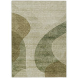 5' X 8' Beige And Chocolate Abstract Washable Indoor Outdoor Area Rug