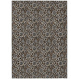 5' X 8' Chocolate And Charcoal Floral Washable Indoor Outdoor Area Rug