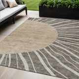 5' X 8' Chocolate Beige And Taupe Abstract Washable Indoor Outdoor Area Rug