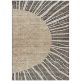 5' X 8' Chocolate Beige And Taupe Abstract Washable Indoor Outdoor Area Rug