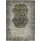 5' X 8' Taupe Beige And Chocolate Geometric Washable Indoor Outdoor Area Rug