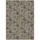 5' X 8' Brown Beige And Chocolate Floral Washable Indoor Outdoor Area Rug