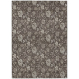 5' X 8' Chocolate Beige And Taupe Floral Washable Indoor Outdoor Area Rug