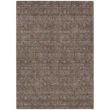 5' X 8' Chocolate And Gray Floral Washable Indoor Outdoor Area Rug