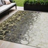 5' X 8' Beige Taupe And Chocolate Abstract Washable Indoor Outdoor Area Rug