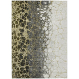 5' X 8' Beige Taupe And Chocolate Abstract Washable Indoor Outdoor Area Rug