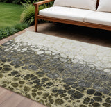 8' X 10' Beige Taupe And Chocolate Abstract Washable Indoor Outdoor Area Rug