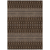 5' X 8' Chocolate Taupe And Copper Tribal Washable Indoor Outdoor Area Rug