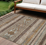 8' X 10' Chocolate And Gray Southwestern Washable Indoor Outdoor Area Rug