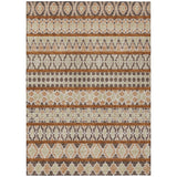 5' X 8' Chocolate And Taupe Quatrefoil Washable Indoor Outdoor Area Rug