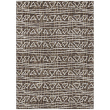 5' X 8' Chocolate And Ivory Geometric Washable Indoor Outdoor Area Rug