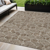 5' X 8' Chocolate And Beige Geometric Washable Indoor Outdoor Area Rug