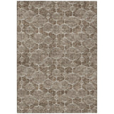 5' X 8' Chocolate And Beige Geometric Washable Indoor Outdoor Area Rug