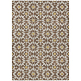 5' X 8' Chocolate Ivory And Gold Floral Medallion Washable Indoor Outdoor Area Rug