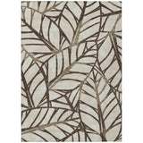 5' X 8' Chocolate And Beige Floral Washable Indoor Outdoor Area Rug