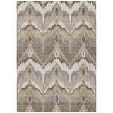 5' X 8' Beige Chocolate And Taupe Ikat Washable Indoor Outdoor Area Rug