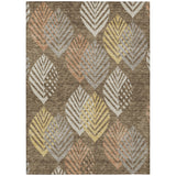 5' X 8' Chocolate Beige And Gray Floral Washable Indoor Outdoor Area Rug