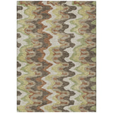 5' X 8' Chocolate Copper And Artichoke Green Abstract Washable Indoor Outdoor Area Rug