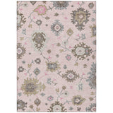 5' X 8' Pink Ivory And Chocolate Floral Washable Indoor Outdoor Area Rug