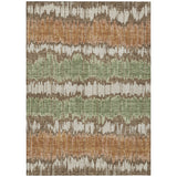 5' X 8' Chocolate Copper And Green Striped Washable Indoor Outdoor Area Rug