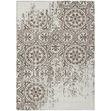 5' X 8' Chocolate And Ivory Medallion Washable Indoor Outdoor Area Rug