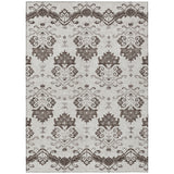 5' X 8' Chocolate Taupe And Beige Oriental Washable Indoor Outdoor Area Rug