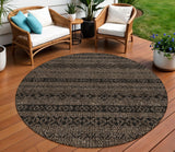 8' Chocolate And Brown Round Southwestern Washable Indoor Outdoor Area Rug