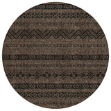 8' Chocolate And Brown Round Southwestern Washable Indoor Outdoor Area Rug