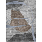 5' X 8' Chocolate Gray And Charcoal Abstract Washable Indoor Outdoor Area Rug