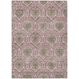 5' X 8' Chocolate Beige And Mauve Medallion Washable Indoor Outdoor Area Rug