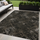 5' X 8' Brown And Chocolate Geometric Washable Indoor Outdoor Area Rug