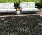 8' X 10' Brown And Chocolate Geometric Washable Indoor Outdoor Area Rug