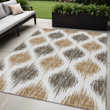 5' X 8' Chocolate And Ivory Ikat Washable Indoor Outdoor Area Rug