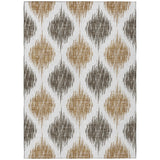 5' X 8' Chocolate And Ivory Ikat Washable Indoor Outdoor Area Rug