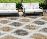 8' X 10' Chocolate And Ivory Ikat Washable Indoor Outdoor Area Rug