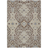 5' X 8' Chocolate Gray And Beige Floral Washable Indoor Outdoor Area Rug