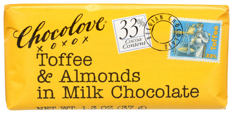 Chocolove Milk Chocolate Toffee & Almond Mini Bar (12x1.3 Oz)