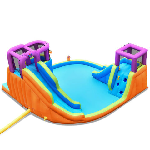 6-in-1 Inflatable Dual Water Slide Bounce House Without Blower 6-in-1
