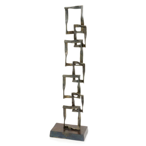 26" Bronze Metal Modern Abstract Tabletop Sculpture