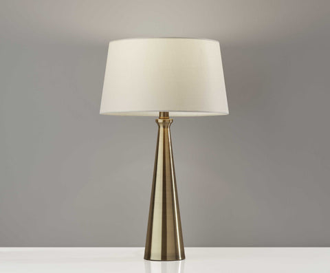 Set Of 2 Contemporary Tapered Brass Metal Table Lamps