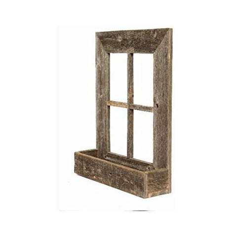 22X18 Rustic Weatered Grey Window Frame With Planter