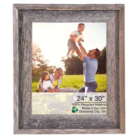 24 X 30 Natural Weathered Grey Picture Frame With Plexiglass Holder