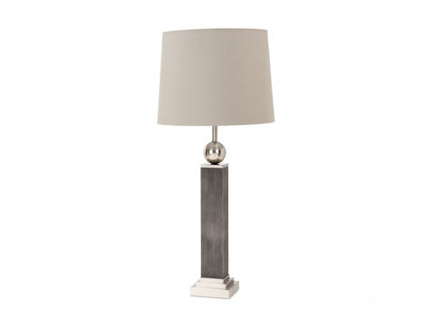 Set of Two Modern Distressed Gray and Silver Table Lamps