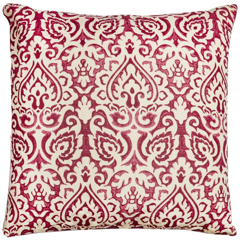 22" Red and White Cotton Throw Pillow