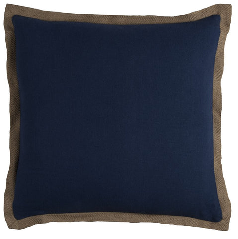 22" Navy Cotton Throw Pillow