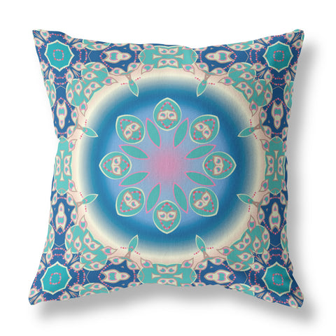 26��� Blue Turquoise Jewel Indoor Outdoor Zippered Throw Pillow