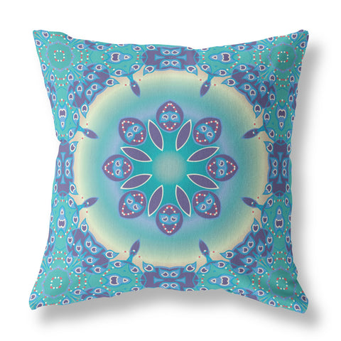 26��� Green Blue Jewel Indoor Outdoor Zippered Throw Pillow