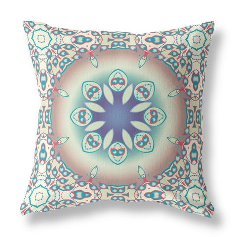 20��� Mauve Blue Jewel Indoor Outdoor Zippered Throw Pillow