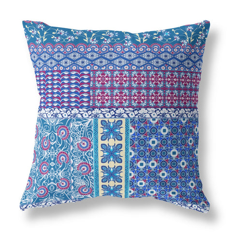 20��� Navy Plum Patch Indoor Outdoor Zippered Throw Pillow