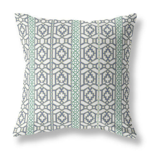 20��� White Gray Linework Indoor Outdoor Zippered Throw Pillow